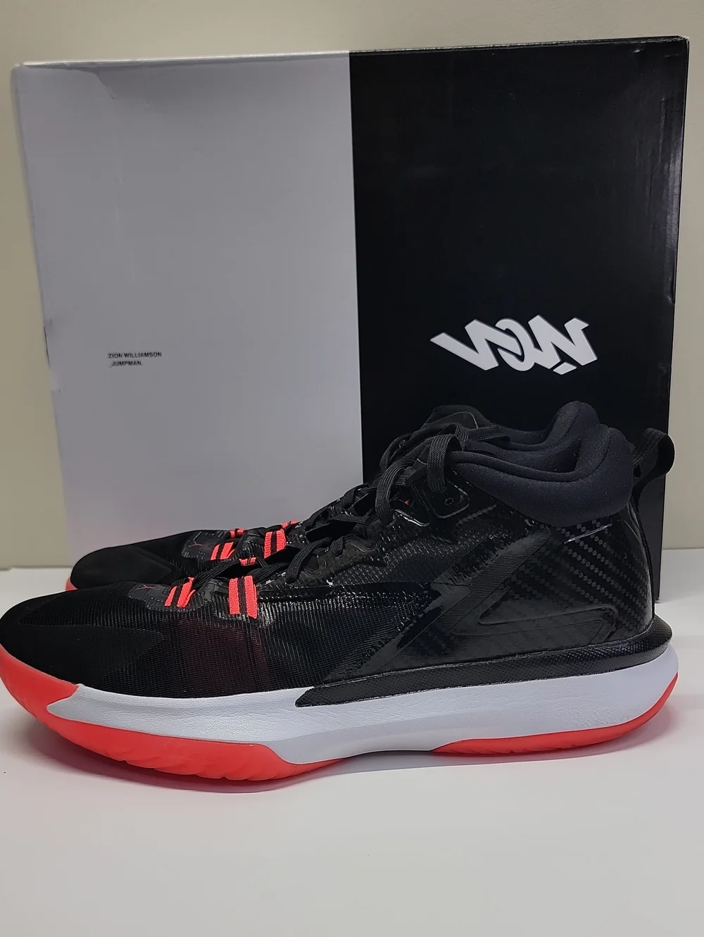 Jordan Zion 1 Black Bright Crimson White Men's Size 16